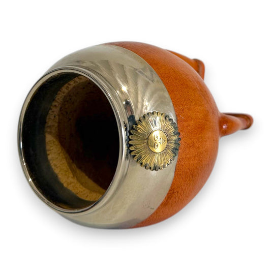 Mate Torpedo in Cuoio "Sol de Mayo" Bronzo e Virola Alpaca | Standard