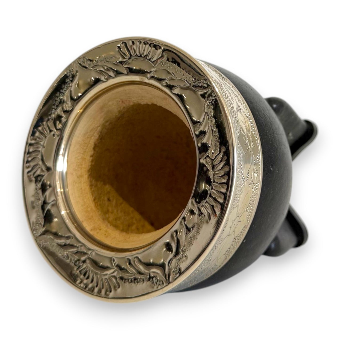Mate Imperial in Cuoio Nero con Virola decorata in Alpaca | Standard