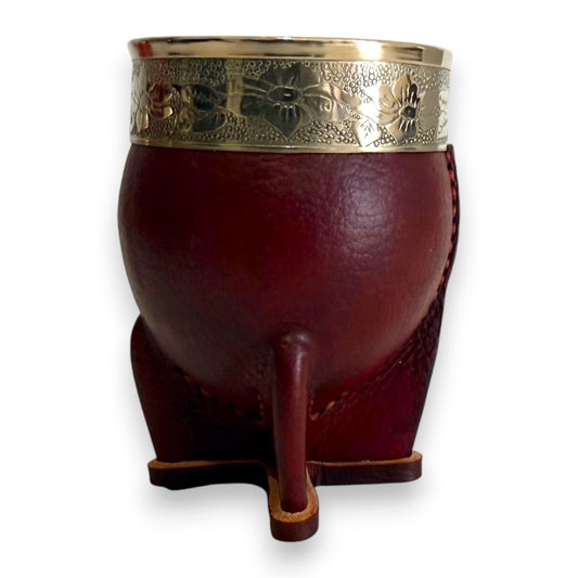 Mate Imperial in Cuoio Marrone con Virola decorata in Alpaca | Standard