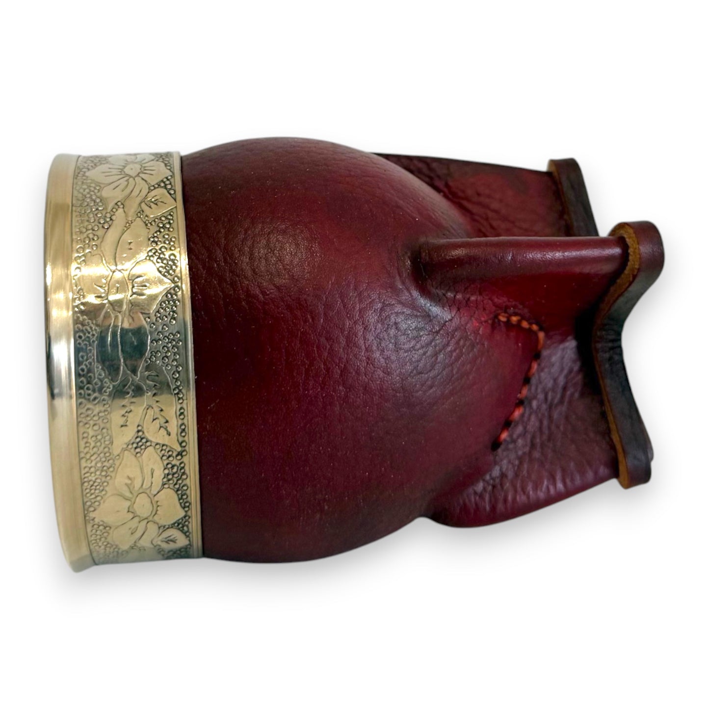 Mate Imperial in Cuoio Marrone con Virola decorata in Alpaca | Standard