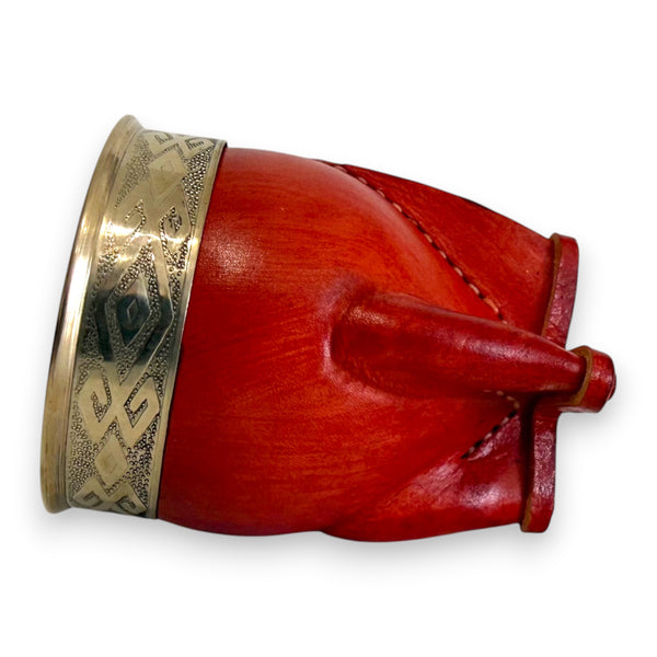 Mate Imperial in Cuoio Bordò con Virola decorata in Alpaca | Standard