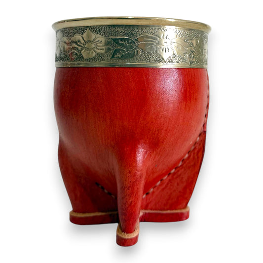 Mate Imperial in Cuoio Bordò con Virola decorata in Alpaca | Standard