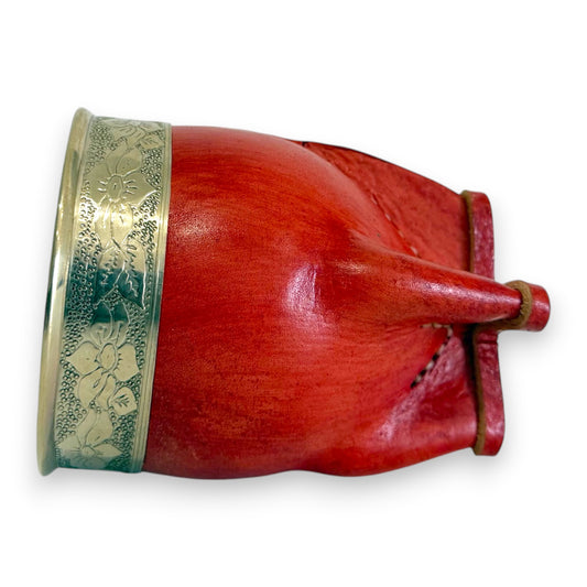 Mate Imperial in Cuoio Bordò con Virola decorata in Alpaca | Standard