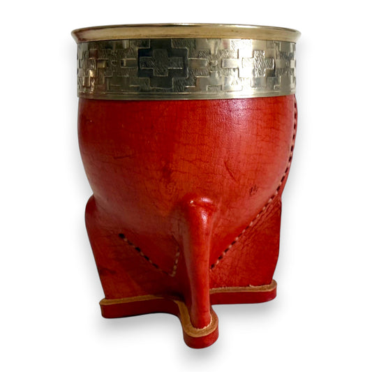 Mate Imperial in Cuoio Bordò con Virola decorata in Alpaca | Standard
