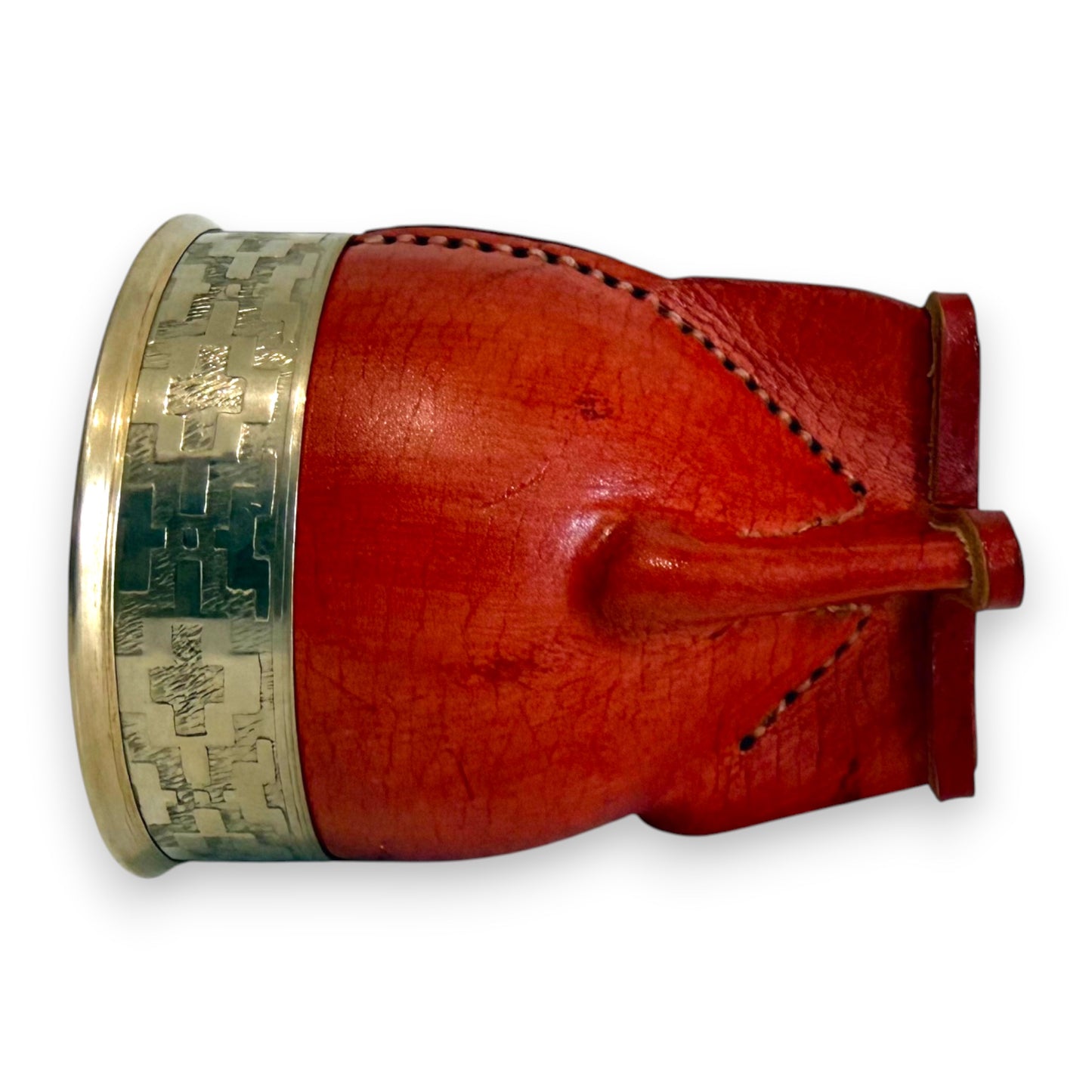 Mate Imperial in Cuoio Bordò con Virola decorata in Alpaca | Standard