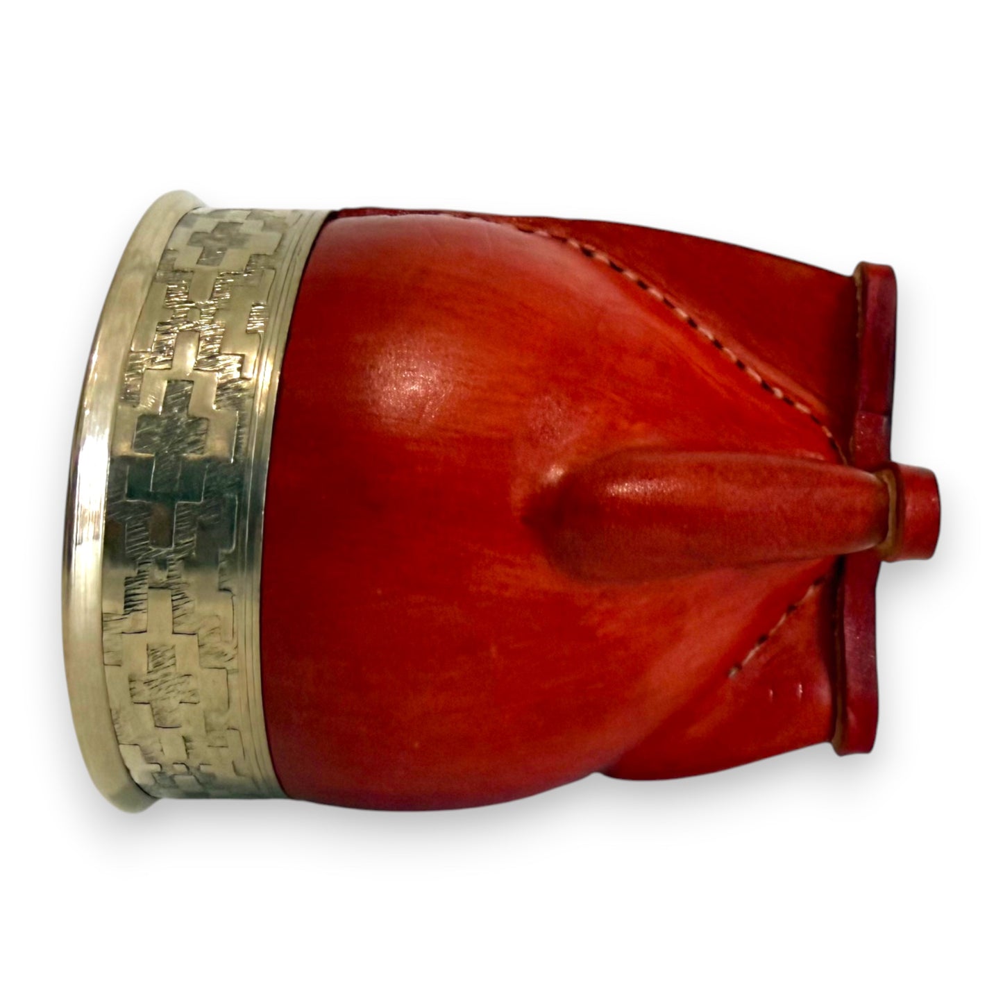 Mate Imperial in Cuoio Bordò con Virola decorata in Alpaca | Standard
