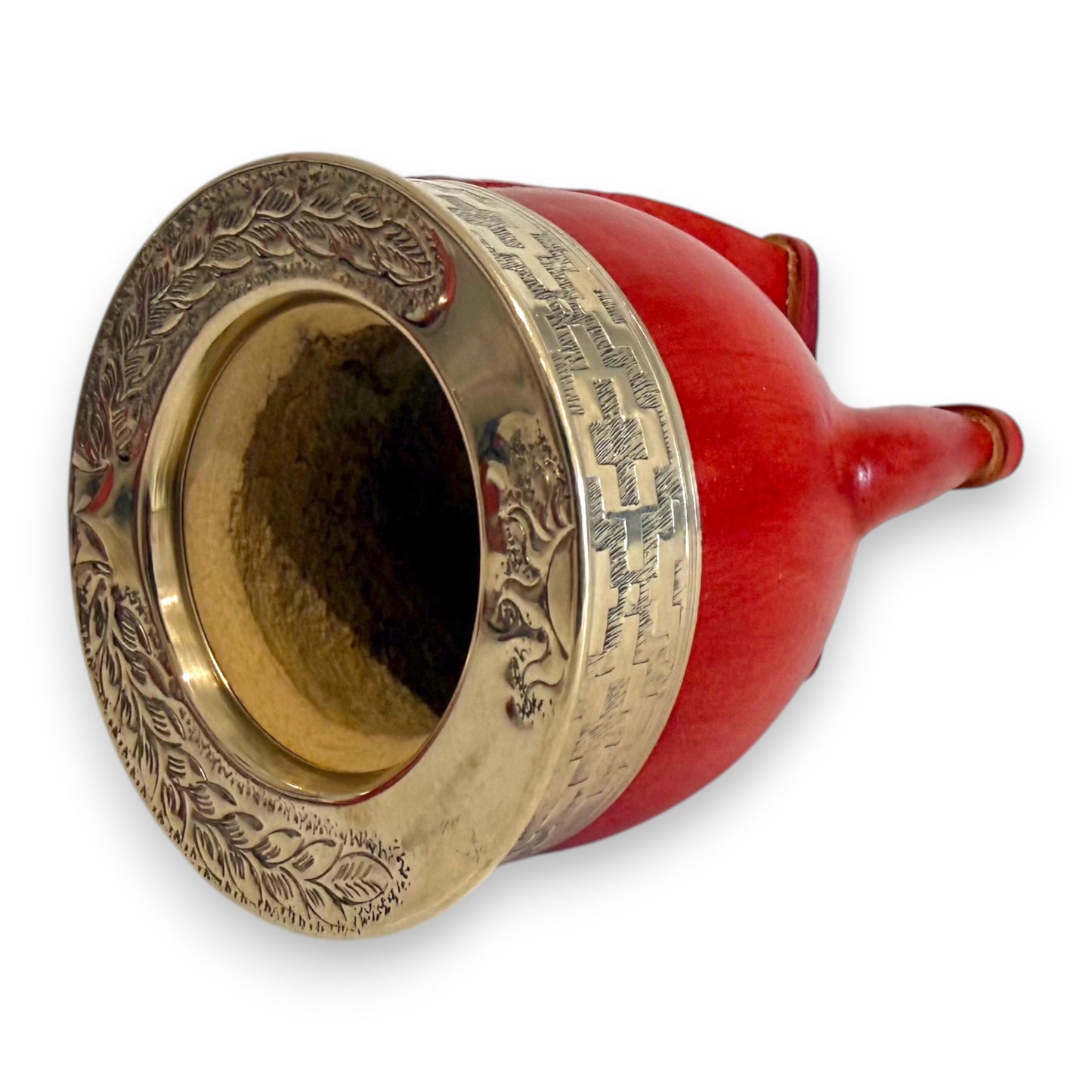 Mate Imperial in Cuoio Bordò con Virola decorata in Alpaca | Standard