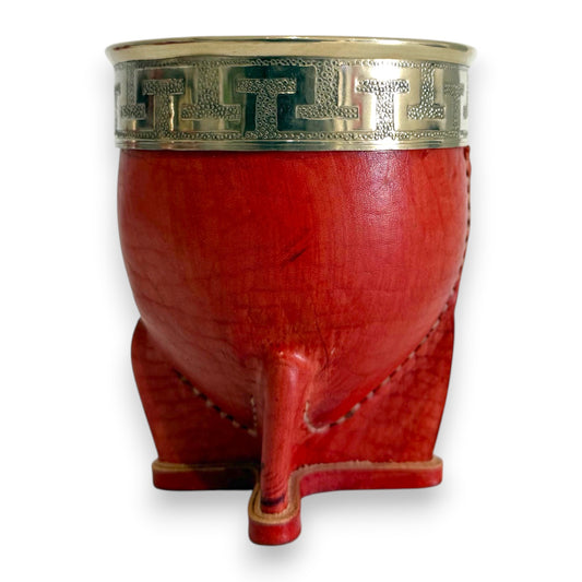 Mate Imperial in Cuoio Bordò con Virola decorata in Alpaca | Standard