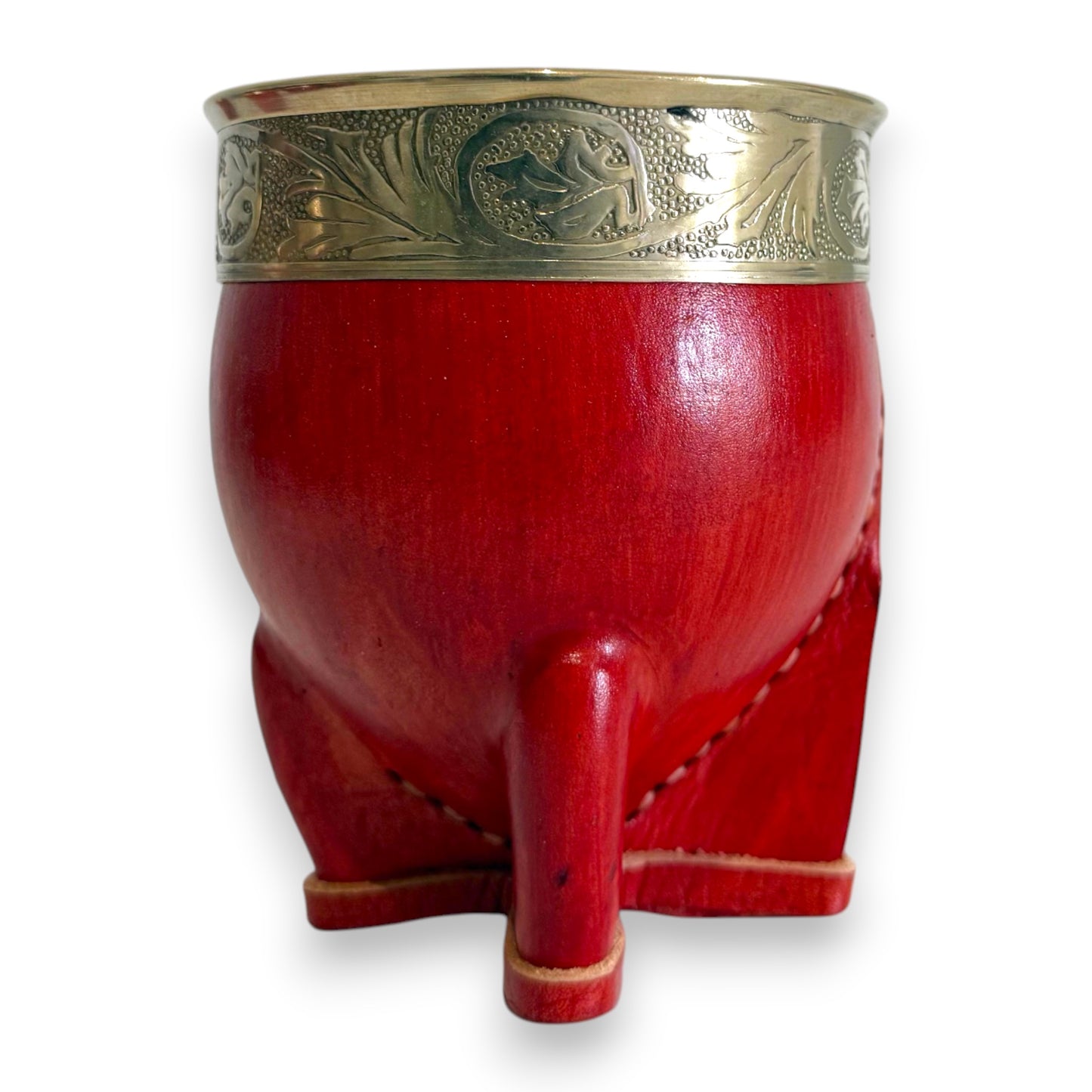 Mate Imperial in Cuoio Bordò con Virola decorata in Alpaca | Standard