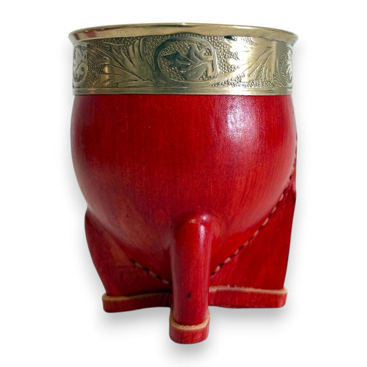 Mate Imperial in Cuoio Bordò con Virola decorata in Alpaca | Standard