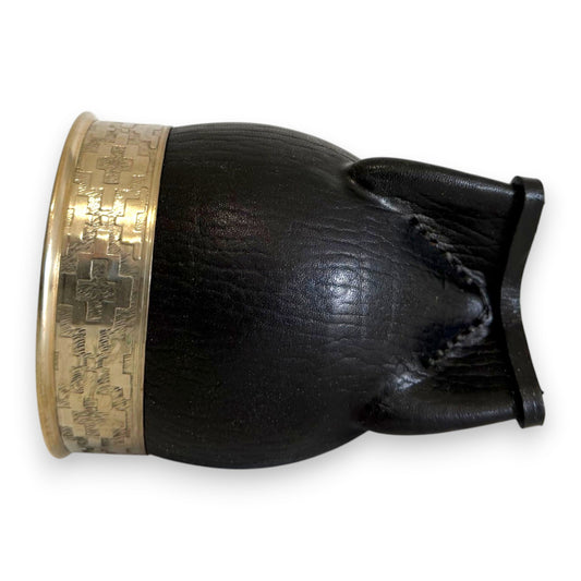 Mate Imperial in Cuoio Nero con Virola decorata in Alpaca | Standard