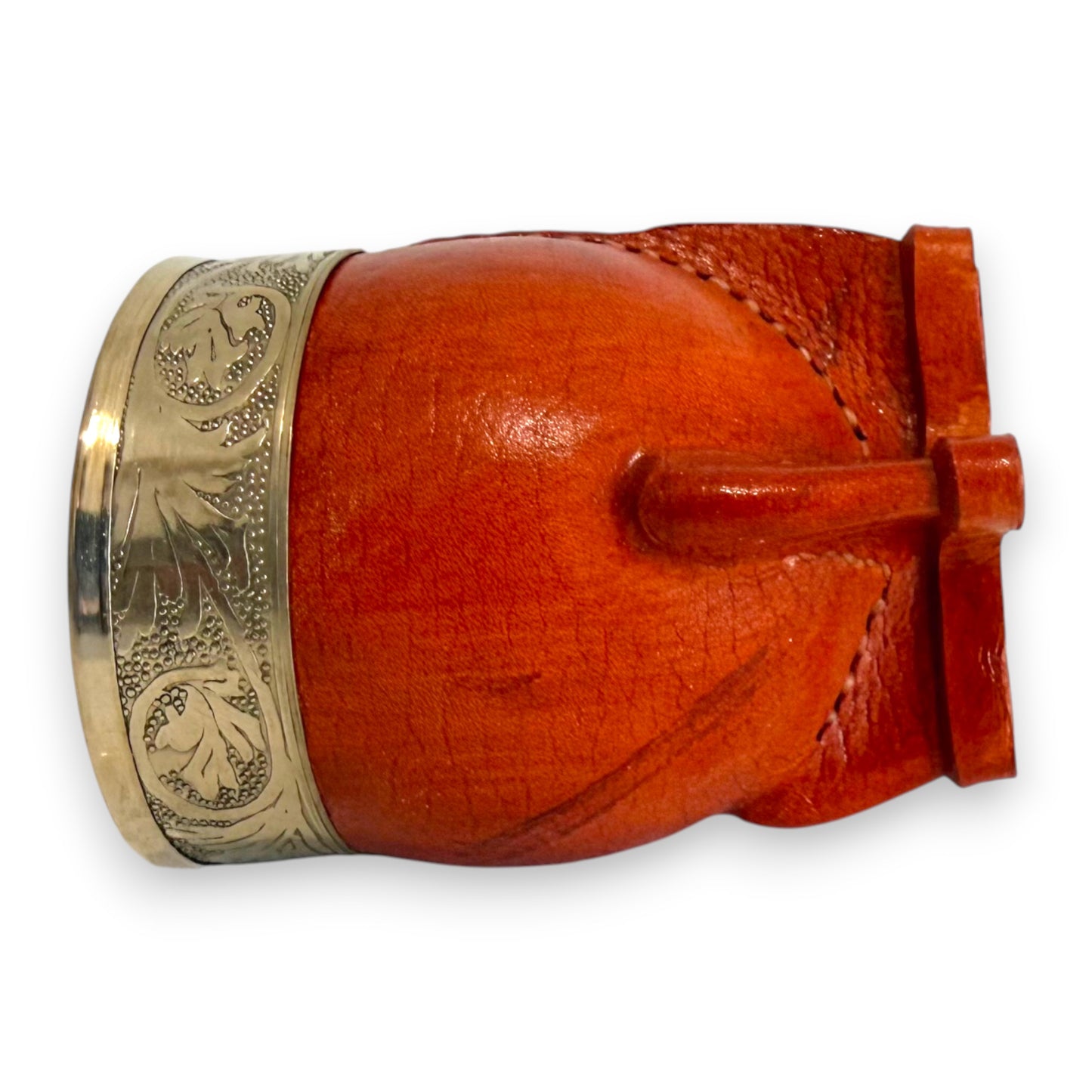 Mate Imperial in Cuoio Bordò con Virola decorata in Alpaca | Standard
