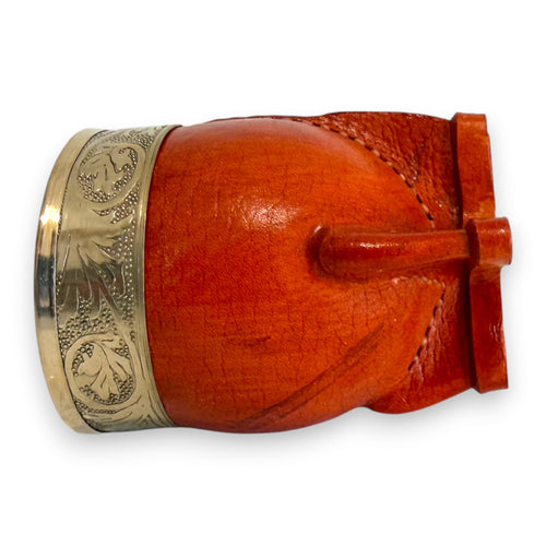 Mate Imperial in Cuoio Bordò con Virola decorata in Alpaca | Standard