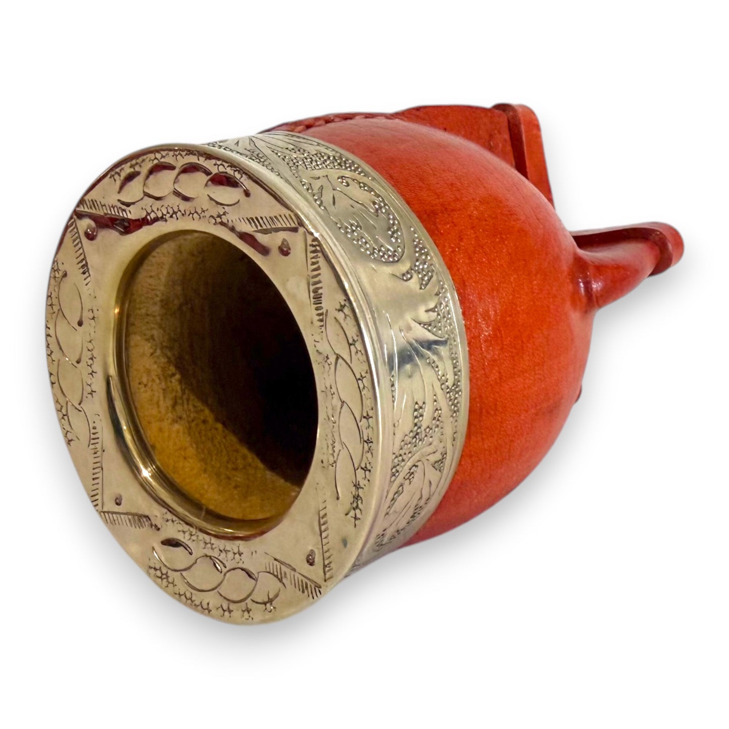 Mate Imperial in Cuoio Bordò con Virola decorata in Alpaca | Standard