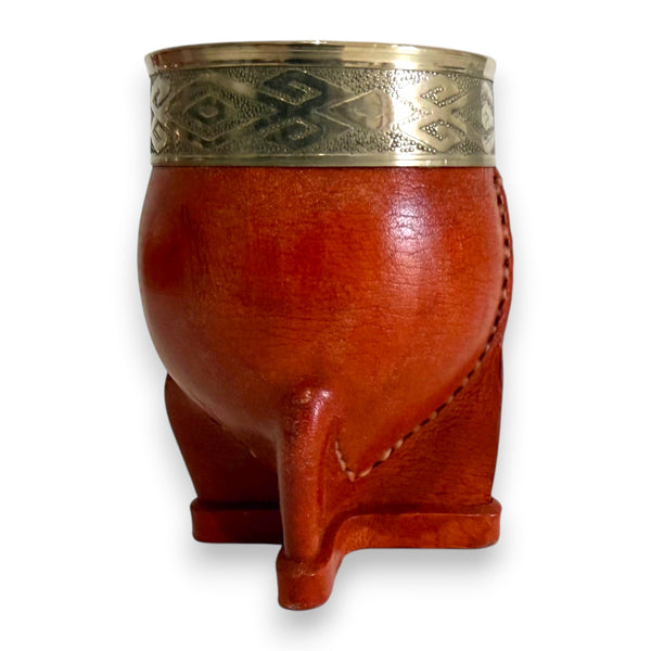 Mate Imperial in Cuoio Bordò con Virola decorata in Alpaca | Standard