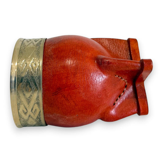 Mate Imperial in Cuoio Bordò con Virola decorata in Alpaca | Standard