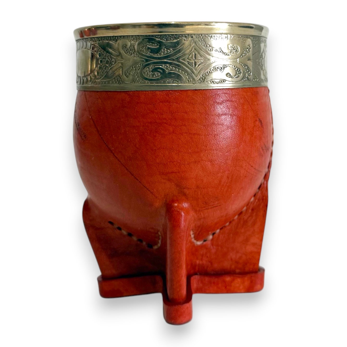 Mate Imperial in Cuoio Bordò con Virola decorata in Alpaca | Standard