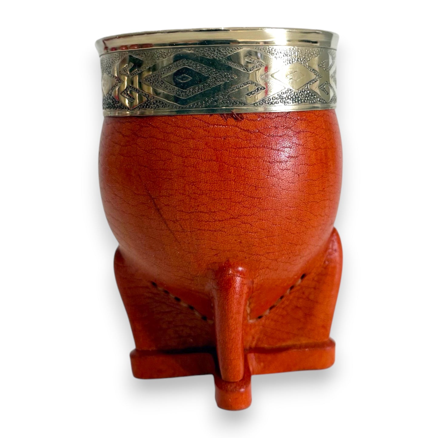 Mate Imperial in Cuoio Bordò con Virola decorata in Alpaca | Standard