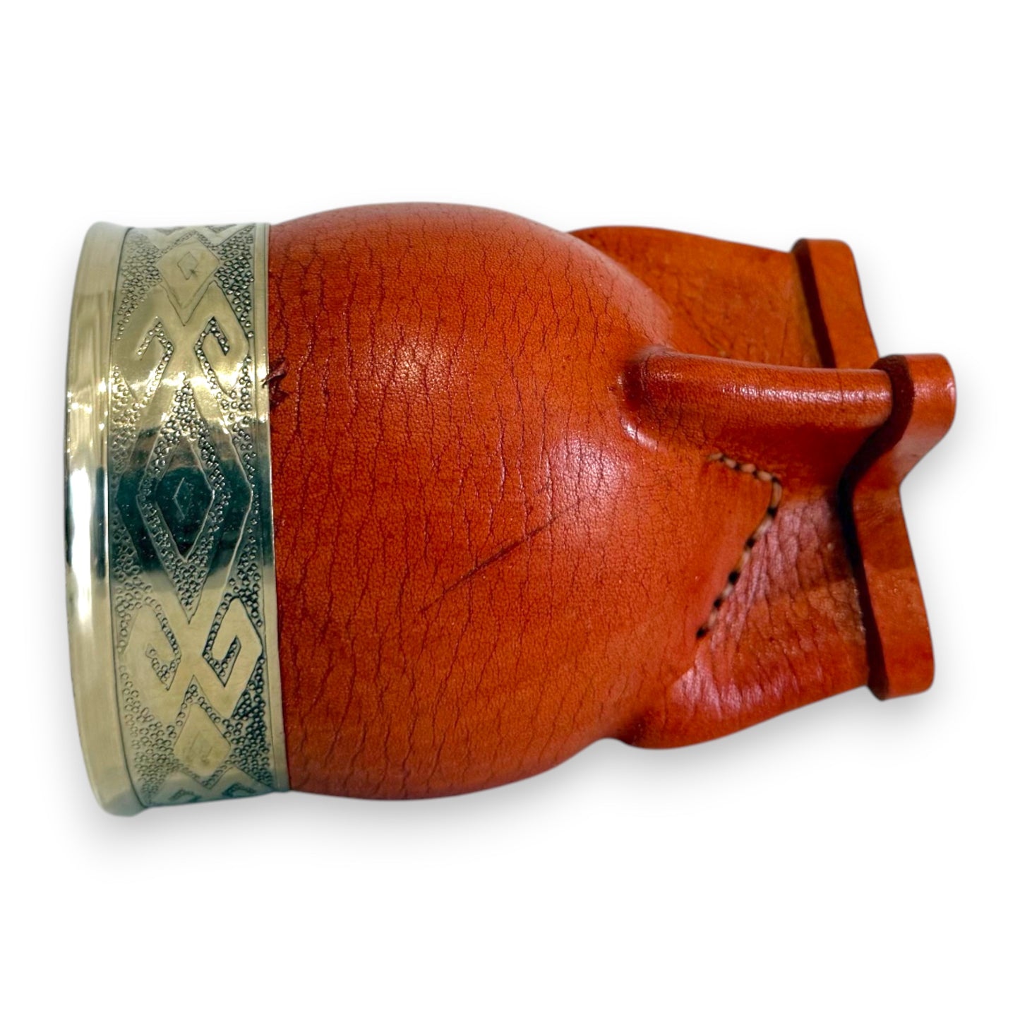 Mate Imperial in Cuoio Bordò con Virola decorata in Alpaca | Standard