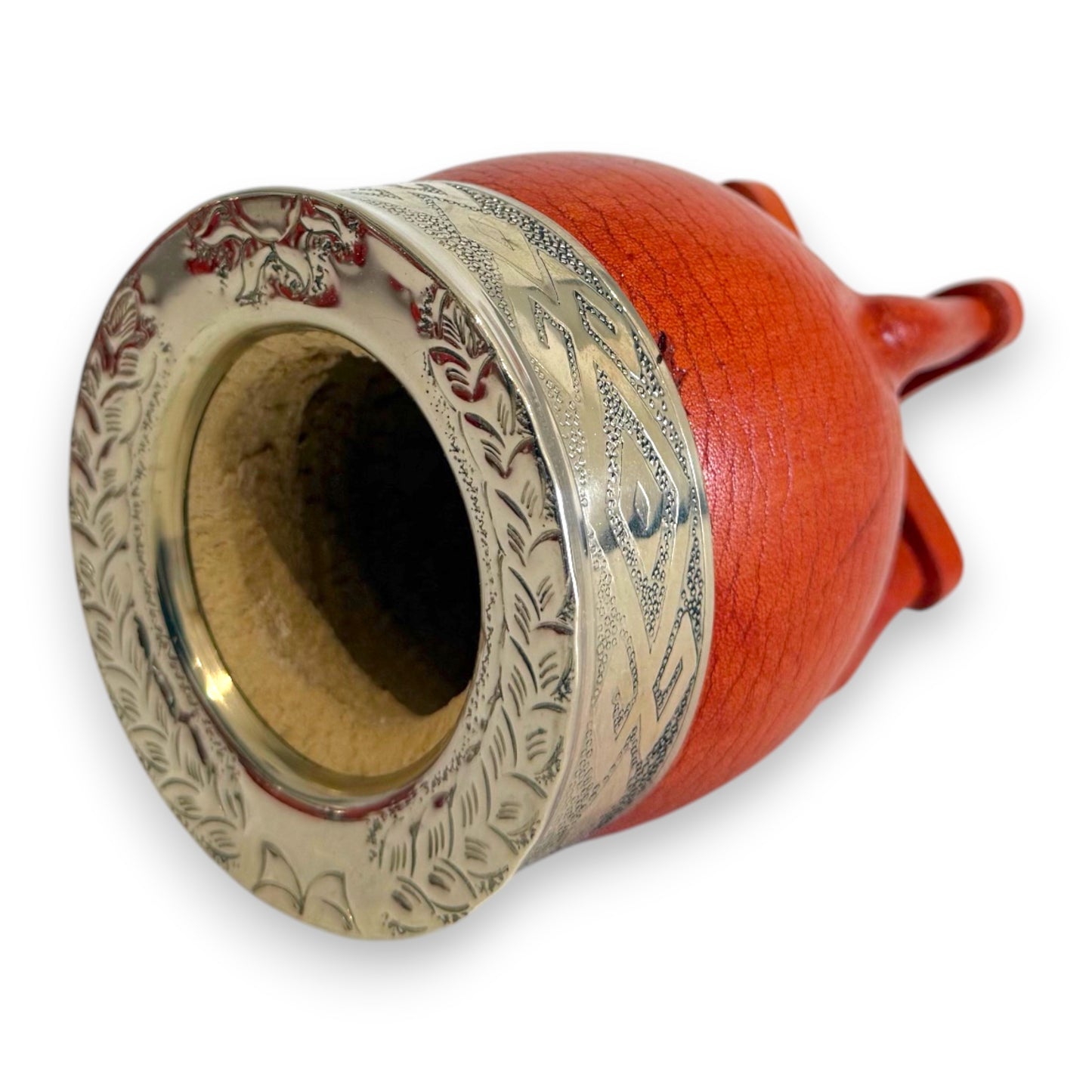 Mate Imperial in Cuoio Bordò con Virola decorata in Alpaca | Standard