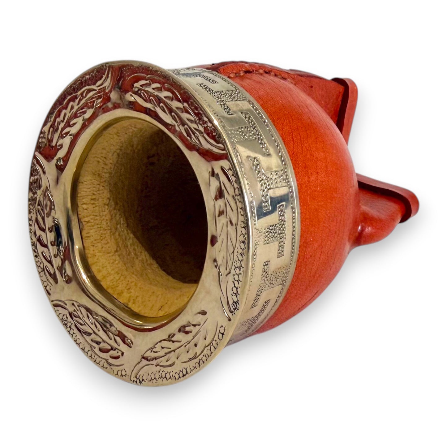 Mate Imperial in Cuoio Bordò con Virola decorata in Alpaca | Standard
