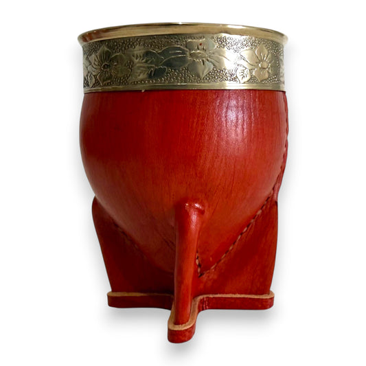 Mate Imperial in Cuoio Bordò con Virola decorata in Alpaca | Standard
