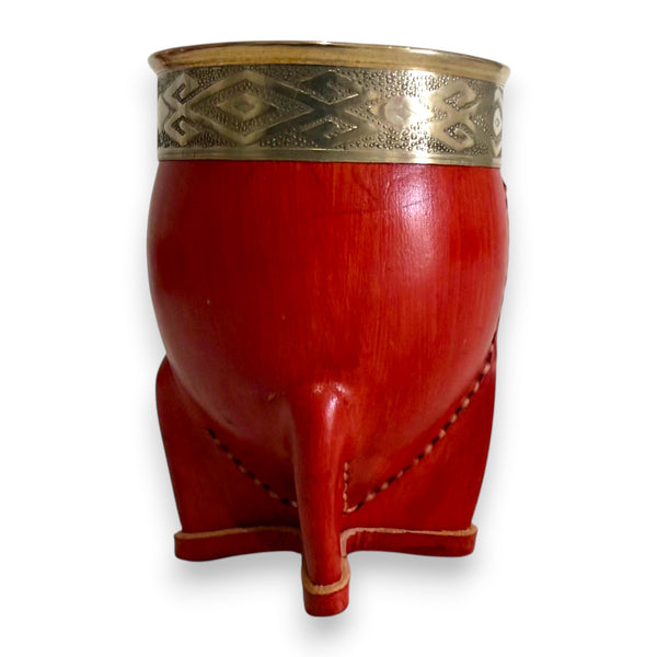 Mate Imperial in Cuoio Bordò con Virola decorata in Alpaca | Standard