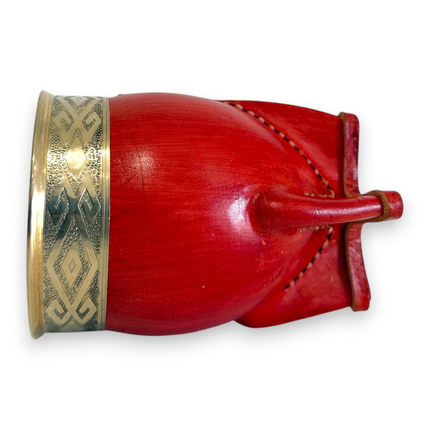 Mate Imperial in Cuoio Bordò con Virola decorata in Alpaca | Standard