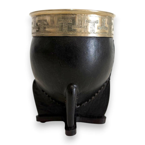 Mate Imperial in Cuoio Nero con Virola decorata in Alpaca | Standard