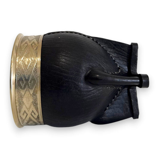 Mate Imperial in Cuoio Nero con Virola decorata in Alpaca | Standard