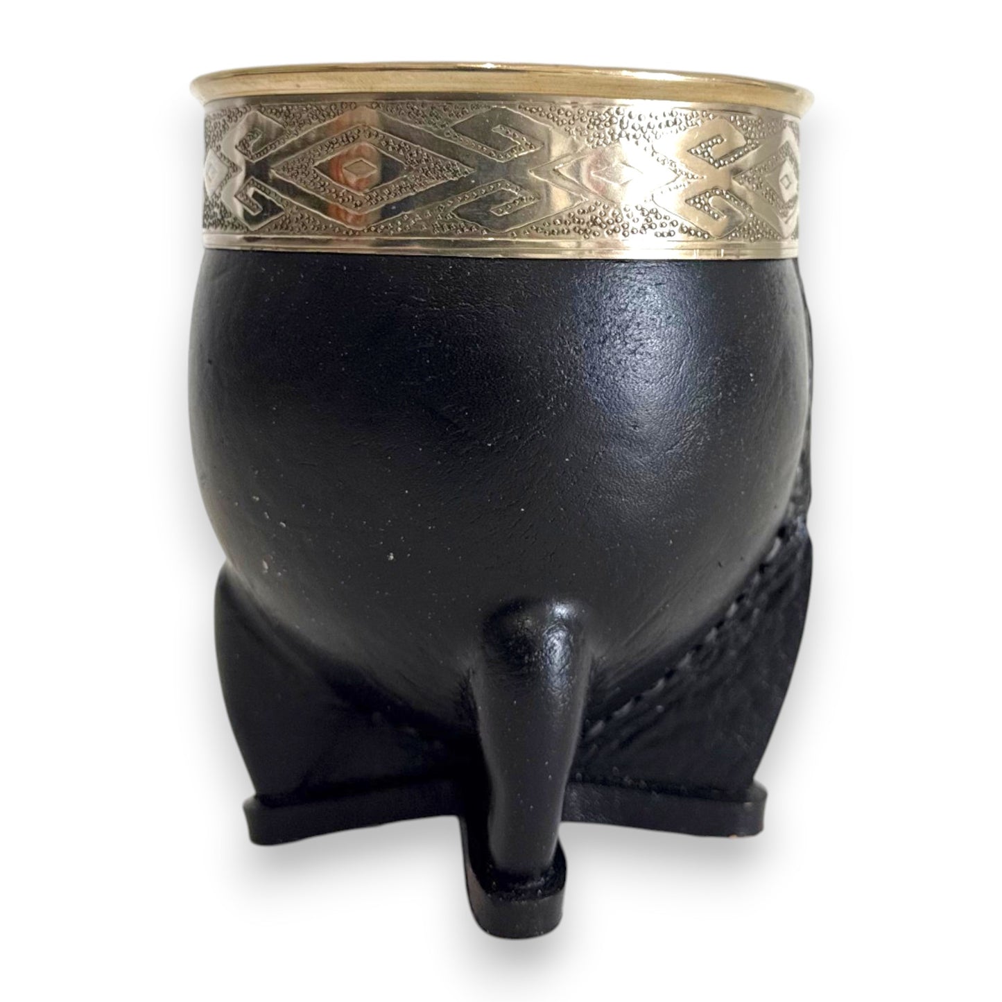 Mate Imperial in Cuoio Nero con Virola decorata in Alpaca | Standard