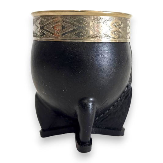 Mate Imperial in Cuoio Nero con Virola decorata in Alpaca | Standard
