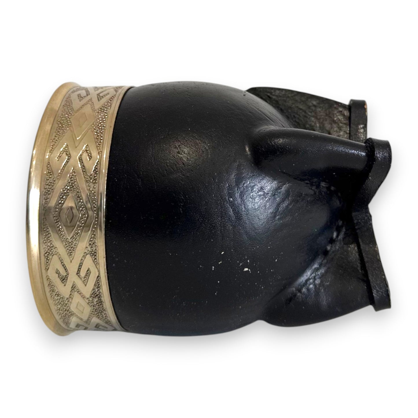 Mate Imperial in Cuoio Nero con Virola decorata in Alpaca | Standard