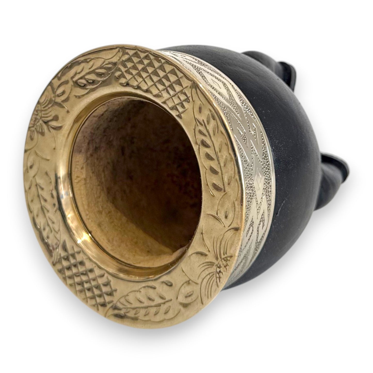 Mate Imperial in Cuoio Nero con Virola decorata in Alpaca | Standard