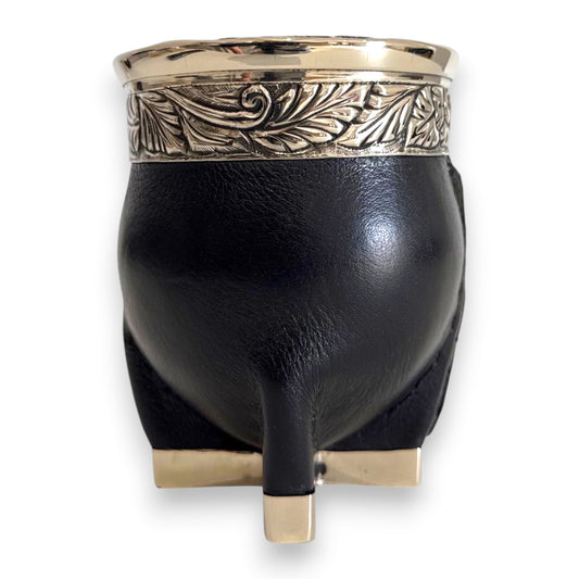 Mate Imperial Nero in Cuoio con base, Virola decorata | Luxury