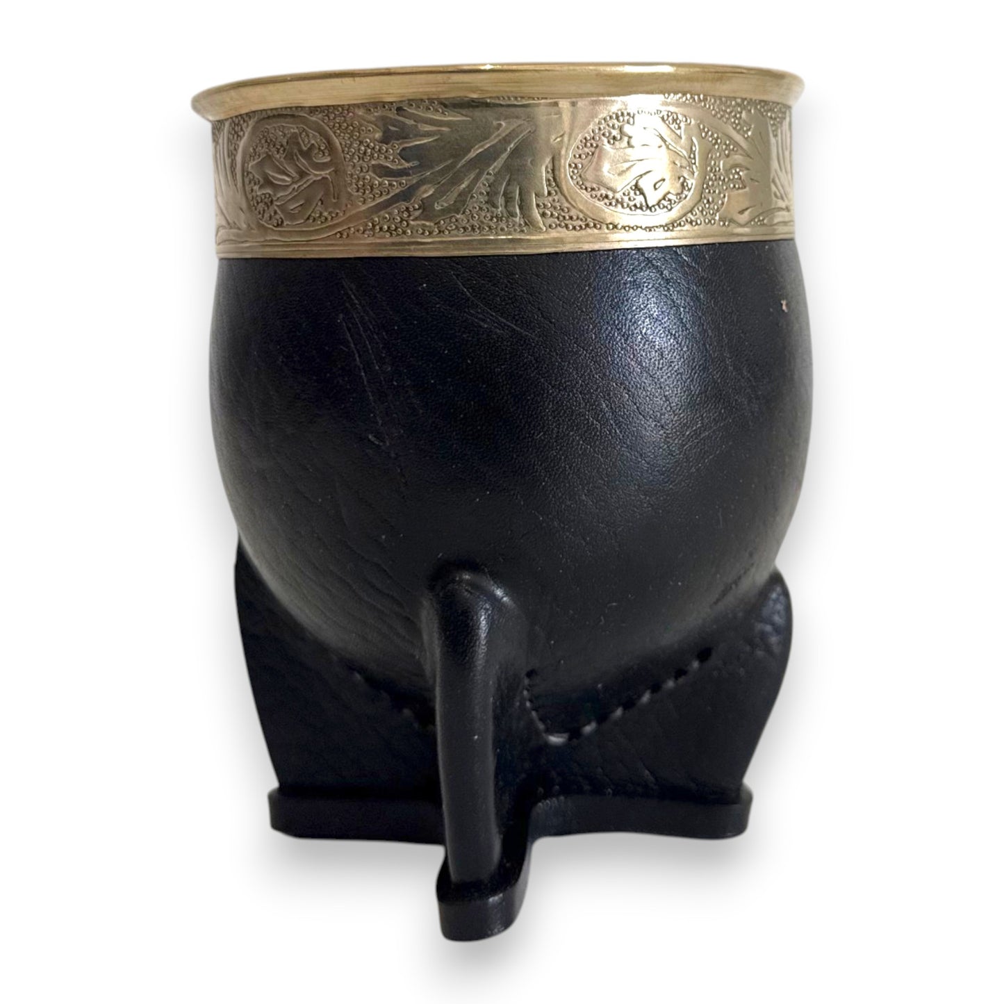 Mate Imperial in Cuoio Nero con Virola decorata in Alpaca | Standard