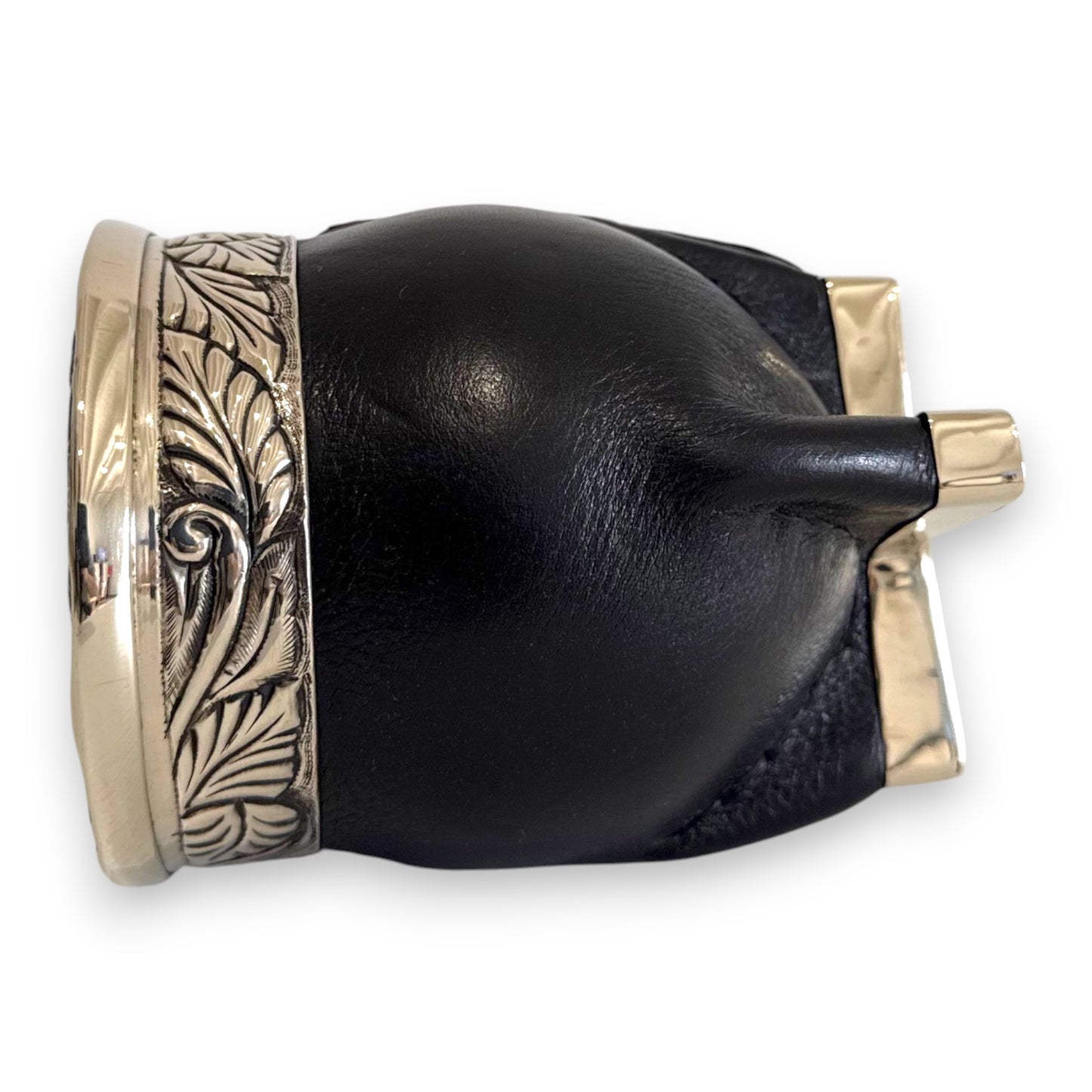 Mate Imperial Nero in Cuoio con base, Virola decorata | Luxury