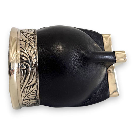 Mate Imperial Nero in Cuoio con base, Virola decorata | Luxury