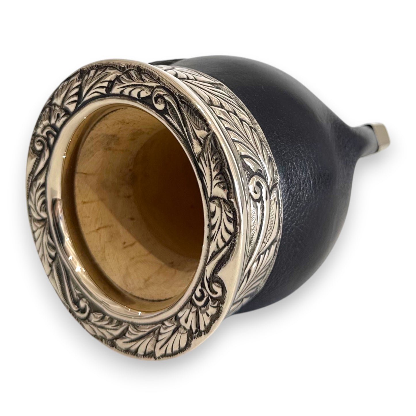 Mate Imperial Nero in Cuoio con base, Virola decorata | Luxury