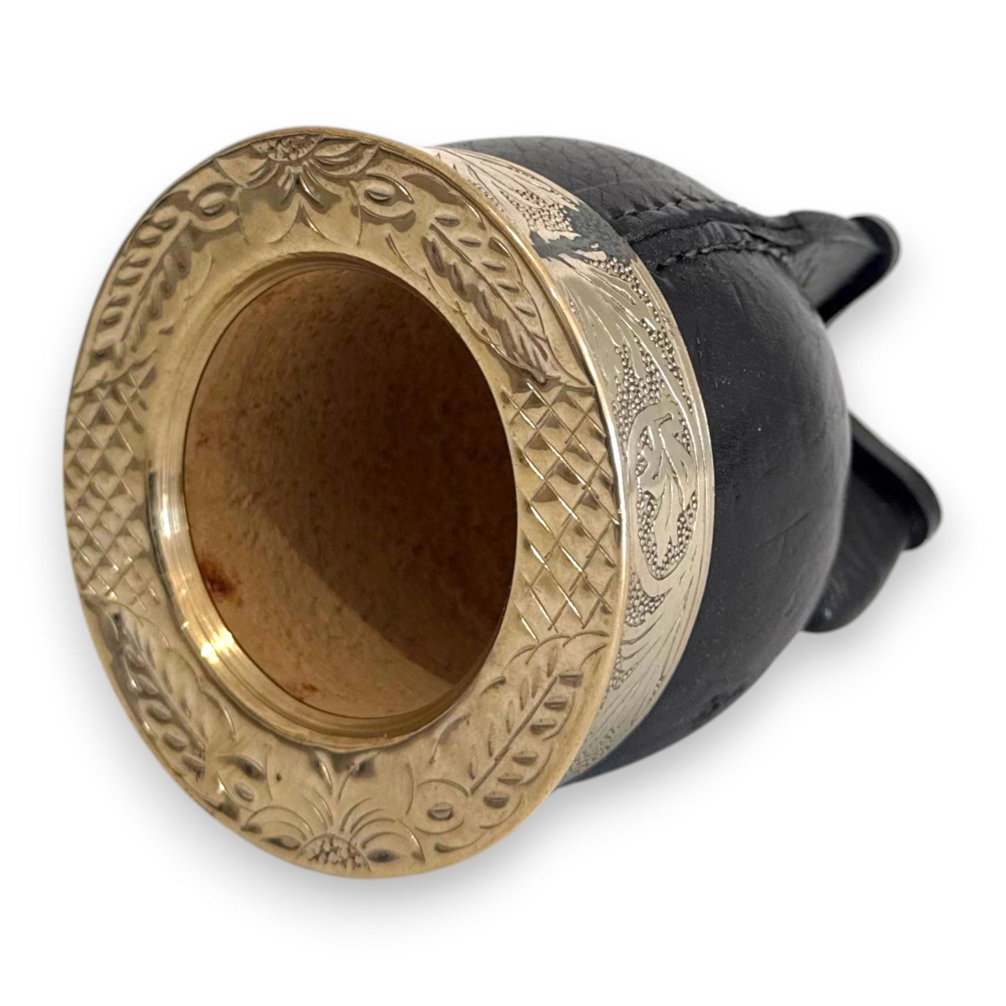 Mate Imperial in Cuoio Nero con Virola decorata in Alpaca | Standard