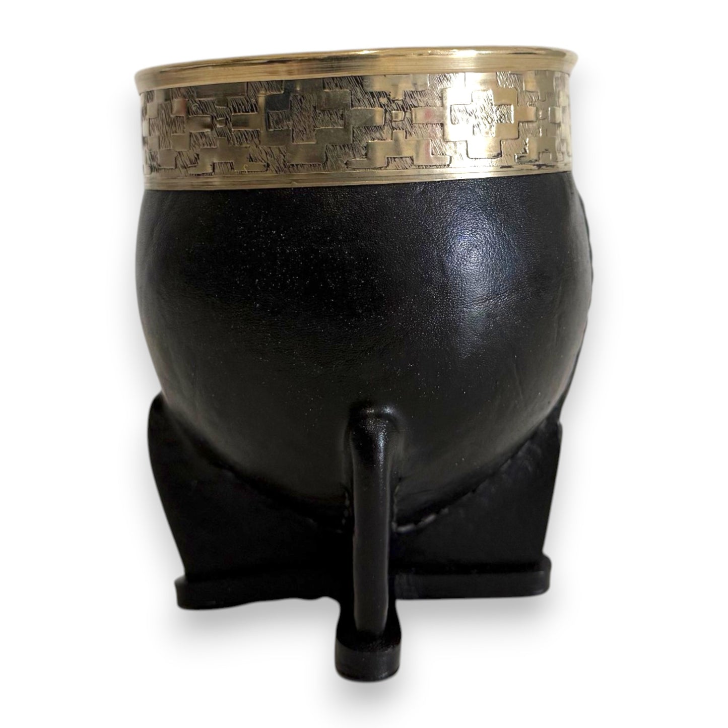 Mate Imperial in Cuoio Nero con Virola decorata in Alpaca | Standard