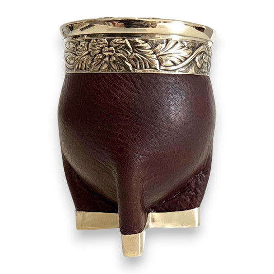 Mate Imperial Marrone in Cuoio con base, Virola decorata | Luxury