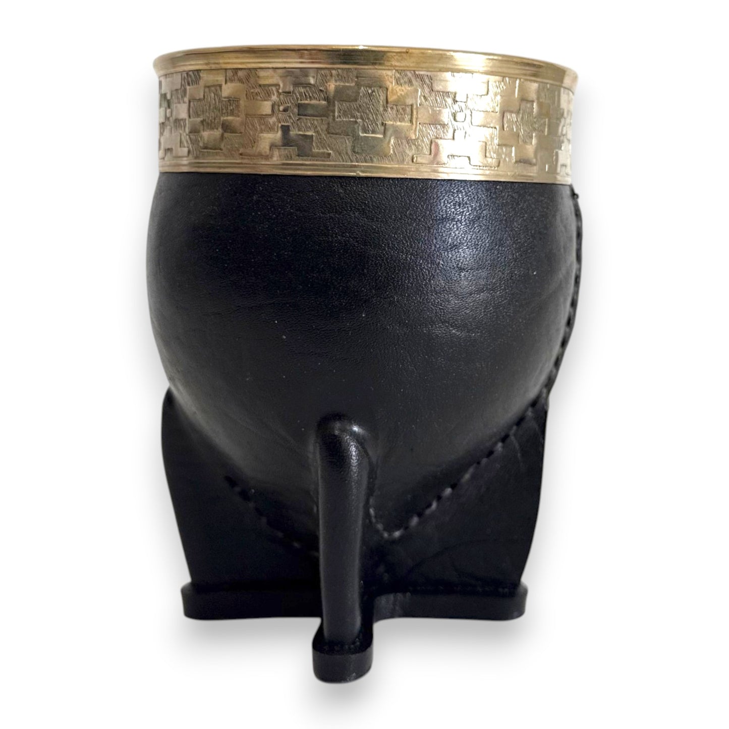 Mate Imperial in Cuoio Nero con Virola decorata in Alpaca | Standard