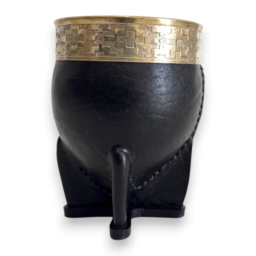 Mate Imperial in Cuoio Nero con Virola decorata in Alpaca | Standard