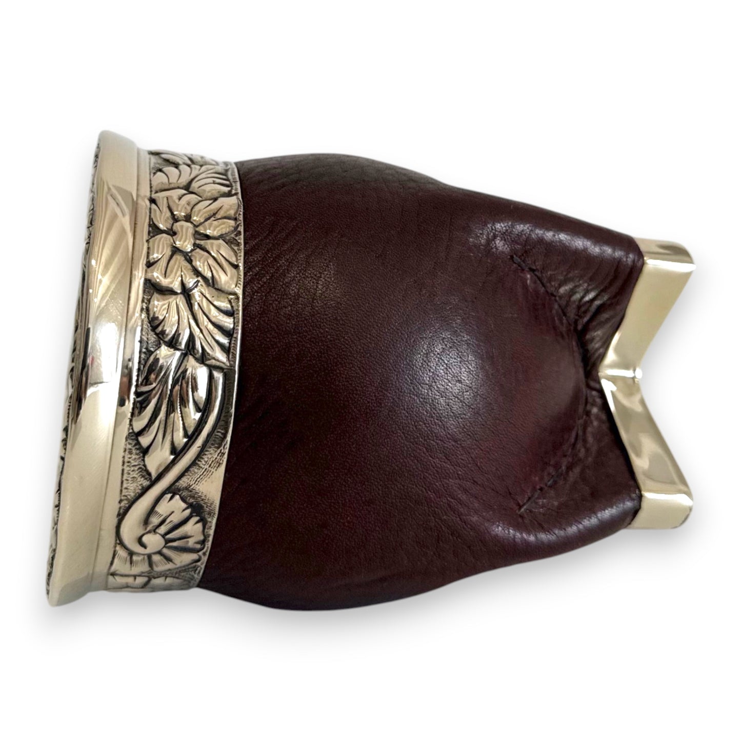 Mate Imperial Marrone in Cuoio con base, Virola decorata | Luxury