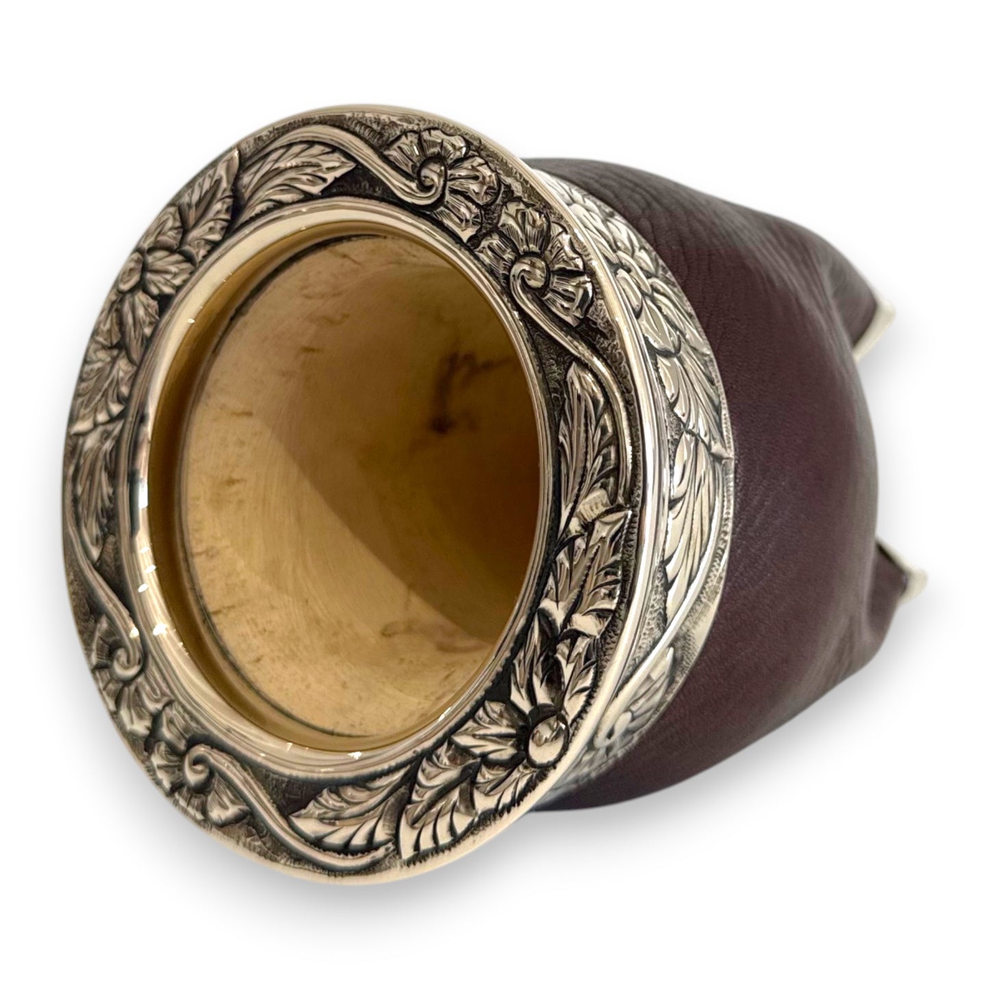 Mate Imperial Marrone in Cuoio con base, Virola decorata | Luxury