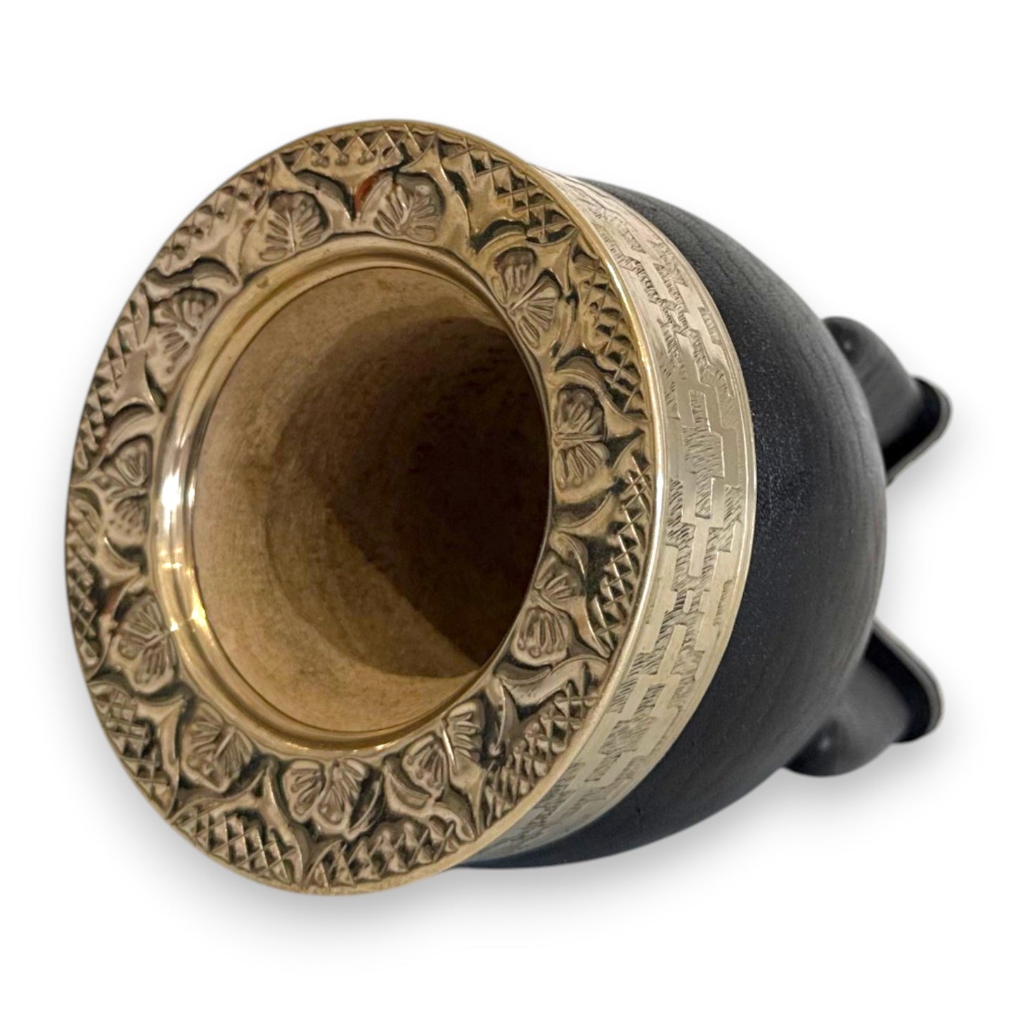 Mate Imperial in Cuoio Nero con Virola decorata in Alpaca | Standard