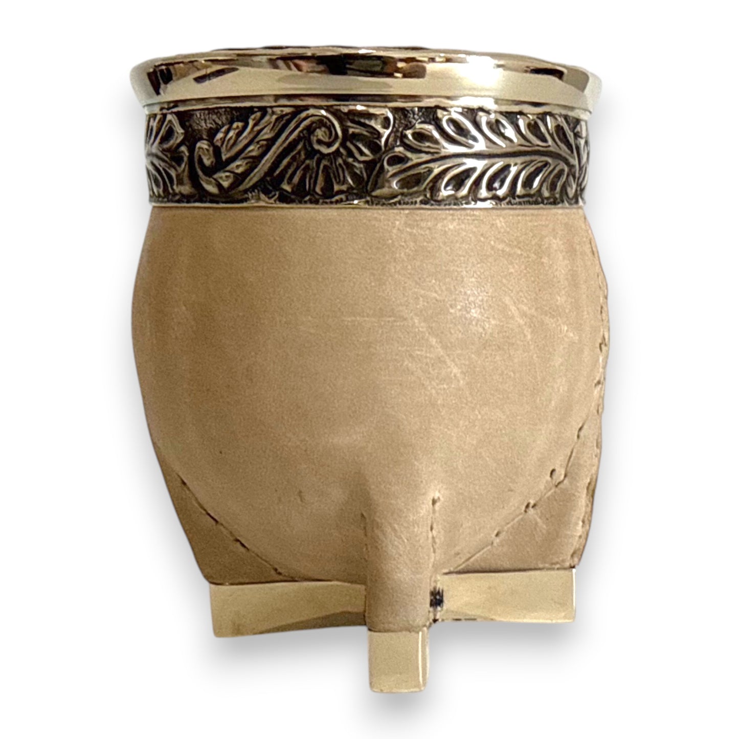 Mate Imperial Panna in Cuoio con base, Virola decorata | Luxury