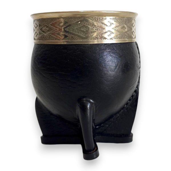 Mate Imperial in Cuoio Nero con Virola decorata in Alpaca | Standard