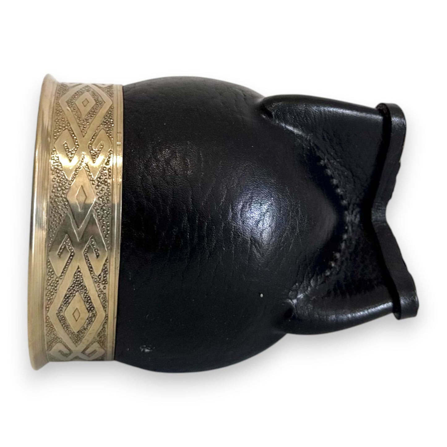 Mate Imperial in Cuoio Nero con Virola decorata in Alpaca | Standard